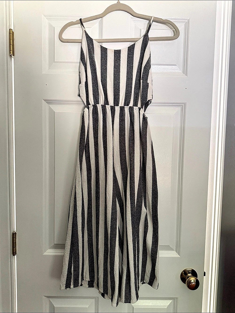 Audrey 3+1 Striped Midi Romper in Black & White
